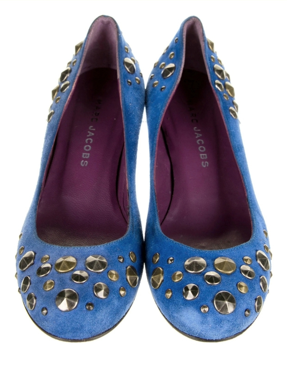 Marc Jacobs, Sz 6.5 Cobalt Blue Suede, Studded, Low Heel 1.75"